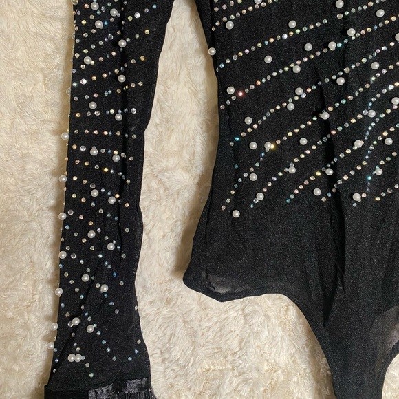 Rhinestone Bodysuit Mesh - Picture 3 of 4